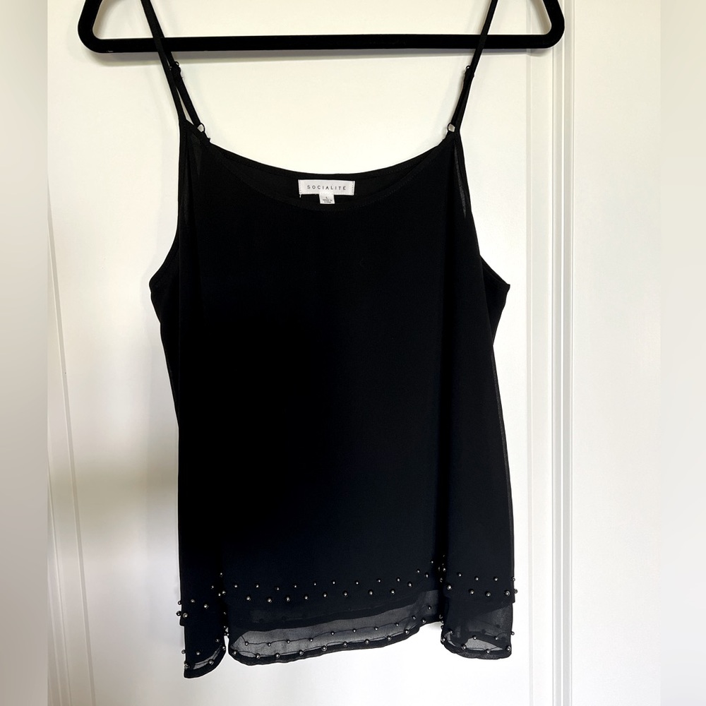 Dressy Beaded Top SZ L Black